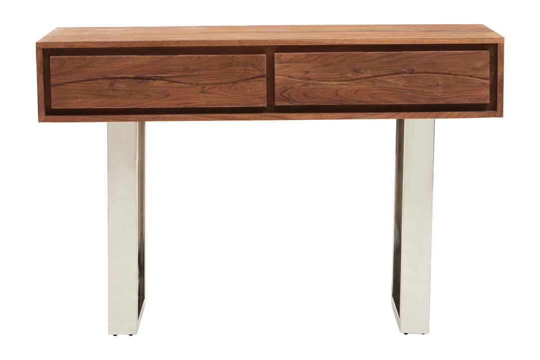 Acacia Wood Drawer Console on white background