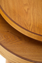 Wooden Coffee table with open storage on white background