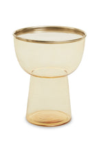 Amber glass side table on white background