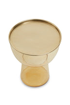 Amber glass side table on white background