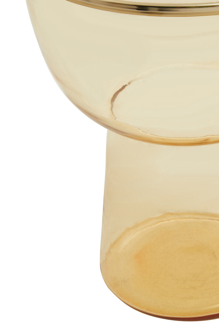 Amber glass side table on white background