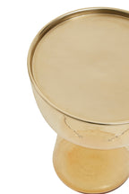 Amber glass side table on white background